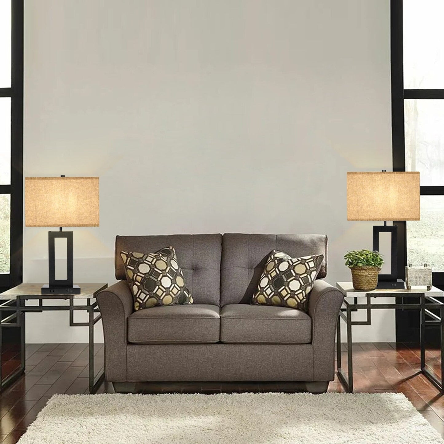 Ensemble de 22 lampes de table USB grises avec commande tactile