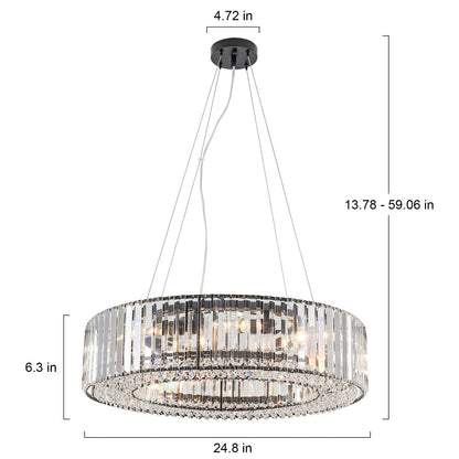 Lustre de ferme de 63 cm à 8 lumières, lustre en cristal, lustre tambour pour salle à manger, salon, chambre à coucher, cuisine
