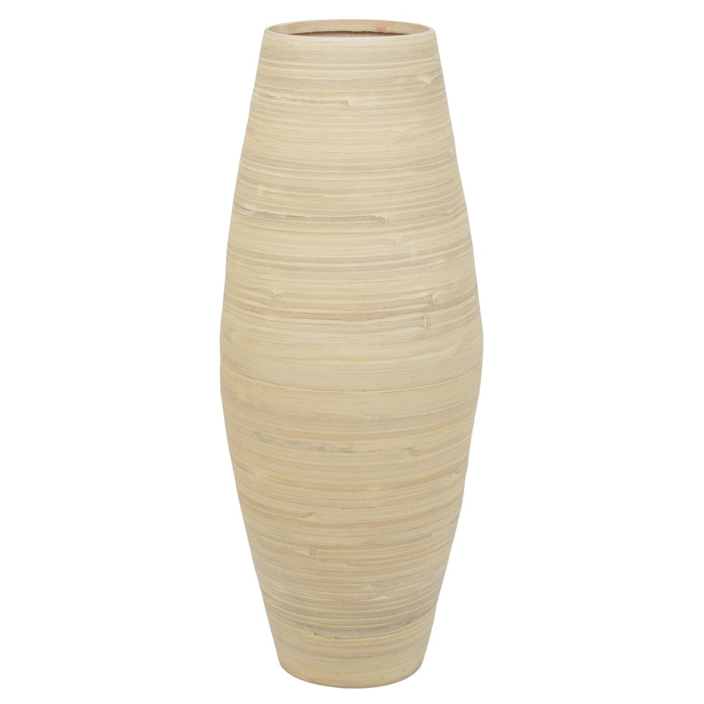 Vase cylindrique haut en bambou Uniquewise, élément décoratif pour les halls d'hôtel et les spas, idéal pour le salon ou le couloir.