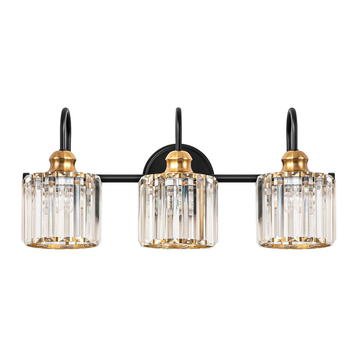 Applique murale linéaire moderne et glamour à 3 ou 4 lumières en cristal, à intensité variable, pour salle de bain.