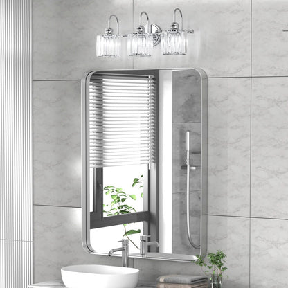 Applique murale linéaire moderne et glamour à 3 ou 4 lumières en cristal, à intensité variable, pour salle de bain.