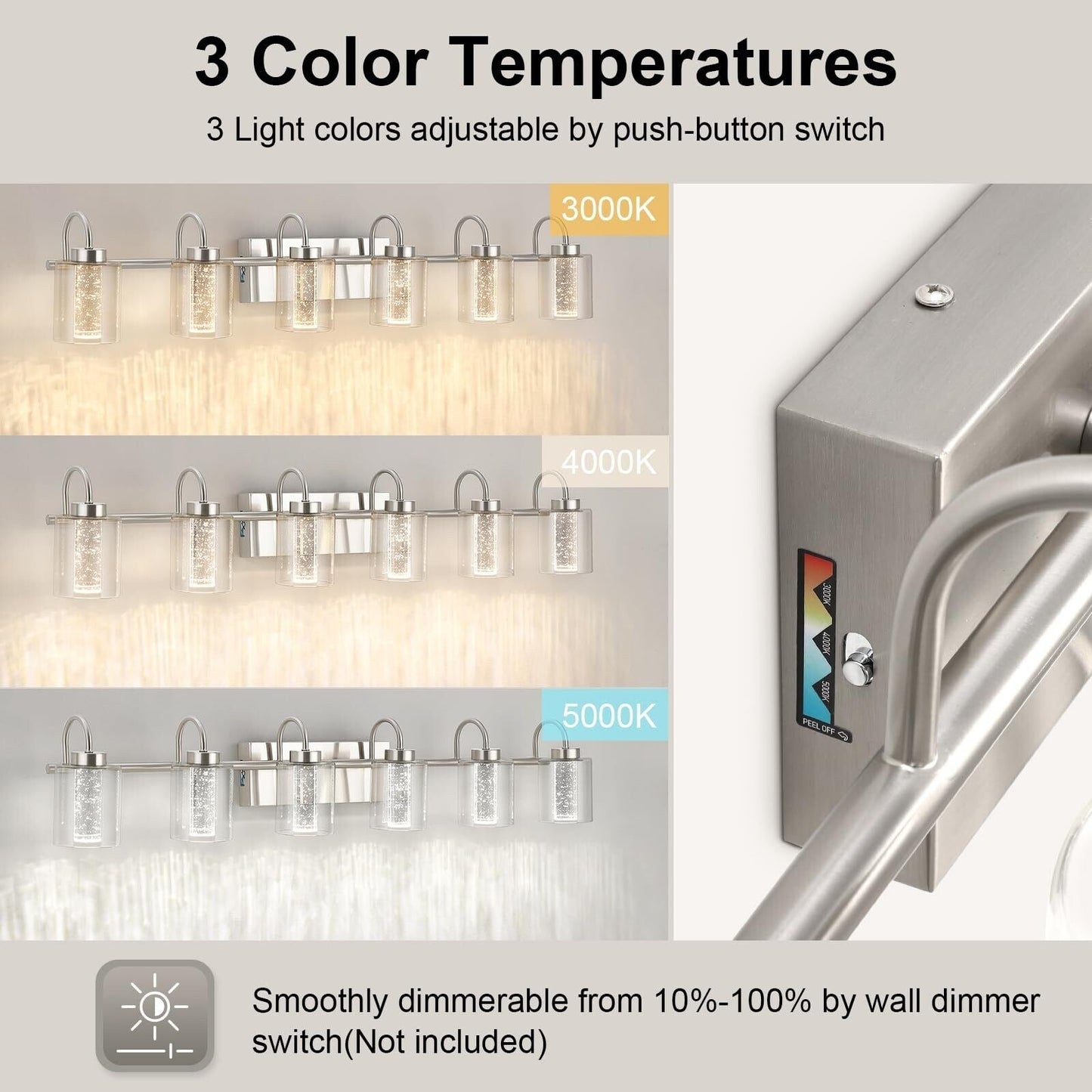 Luminaires de salle de bain en nickel brossé à 3/4/5/6 lumières
