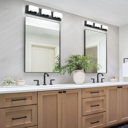 Applique murale LED moderne pour salle de bain, 3/4/5 lumières, noir mat, à intensité variable.