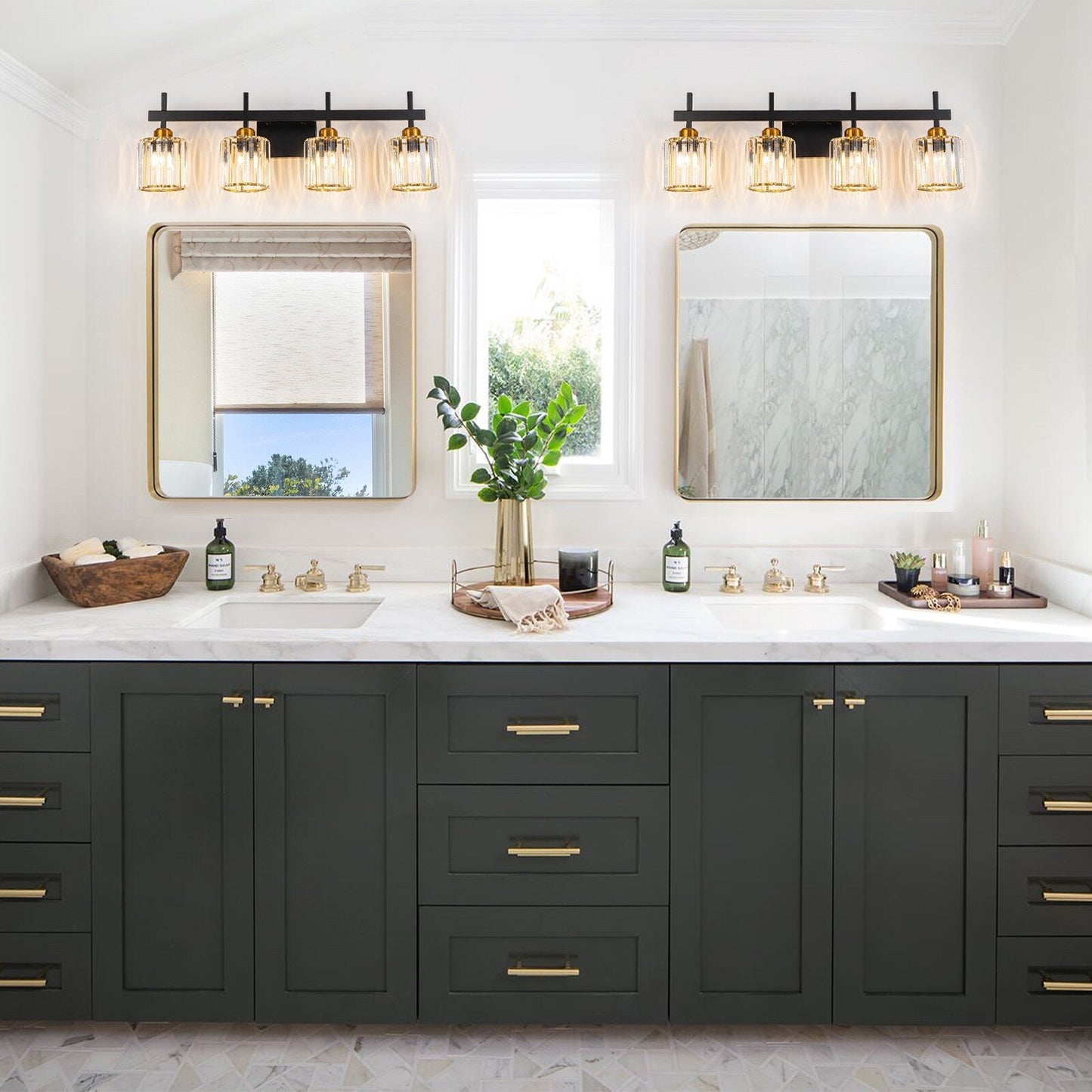 Applique murale moderne à 3/4/5 lumières en cristal, à intensité variable, au-dessus du miroir de salle de bain