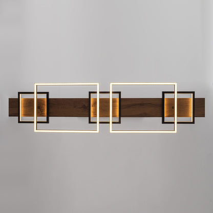 Lustre linéaire en bois à 3/5 lumières LED intégrées pour îlot de cuisine