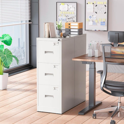 Classeur métallique à 3 tiroirs verrouillables pour bureau à domicile, meuble roulant entièrement assemblé