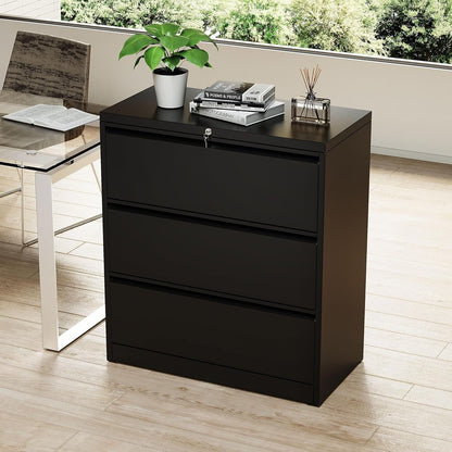 Classeur métallique à 3 tiroirs verrouillables pour bureau à domicile, meuble roulant entièrement assemblé