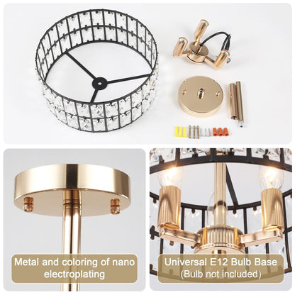 Plafonniers semi-encastrés à 3 lumières en cristal pour salon et couloir