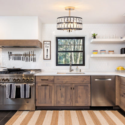 Plafonniers semi-encastrés à 3 lumières en cristal pour salon et couloir