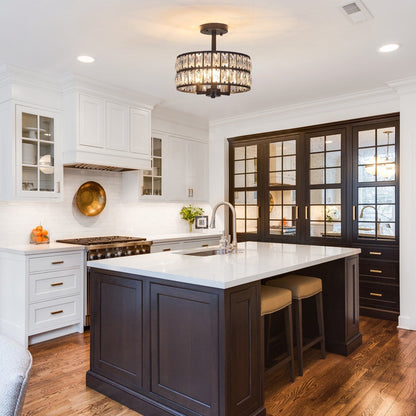 Plafonniers semi-encastrés à 3 lumières en cristal pour salon et couloir