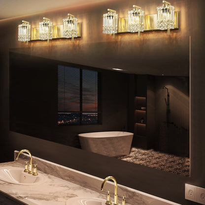 Applique murale en cristal à 3 lumières pour miroir de salle de bain moderne et glamour