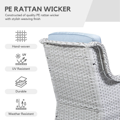 Fauteuil à bascule pivotant d'extérieur Gymojoy 3 pièces en osier avec coussin et table