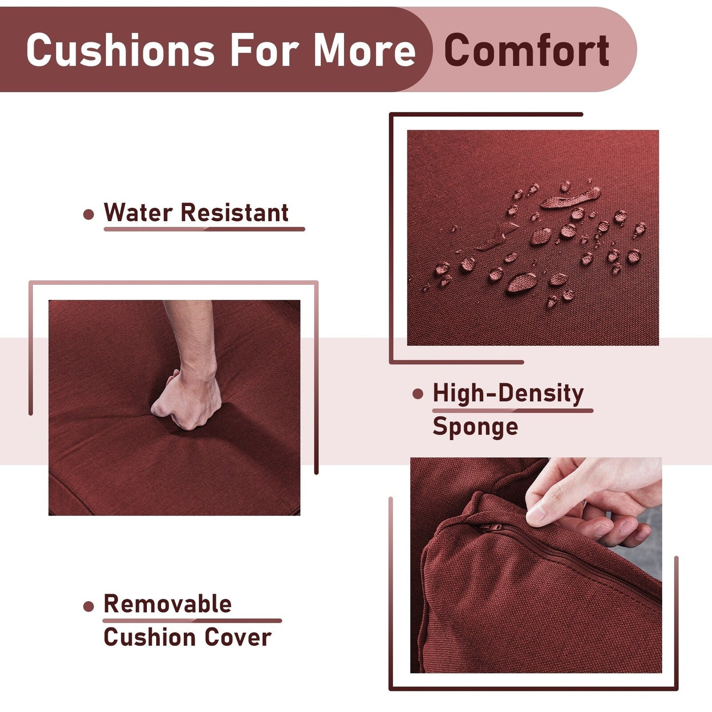 Fauteuil à bascule pivotant d'extérieur Gymojoy 3 pièces en osier avec coussin et table