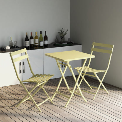 Ensemble bistro minimaliste de patio 3 pièces avec table carrée pliable et chaises - 3 pièces
