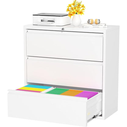 Classeur métallique à 3 tiroirs verrouillables pour bureau à domicile, meuble roulant entièrement assemblé