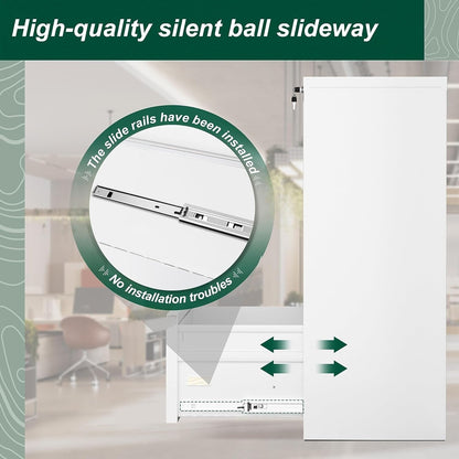 Classeur métallique à 3 tiroirs verrouillables pour bureau à domicile, meuble roulant entièrement assemblé