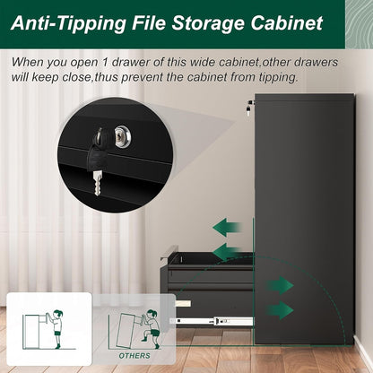 Classeur métallique à 3 tiroirs verrouillables pour bureau à domicile, meuble roulant entièrement assemblé