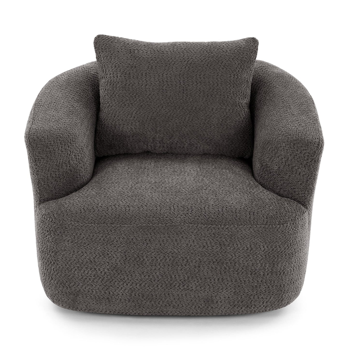 Fauteuil pivotant à 360°, fauteuil d'appoint en bouclette de 38,2 cm avec coussin décoratif, fauteuil-canapé rembourré de forme cylindrique avec accoudoirs incurvés