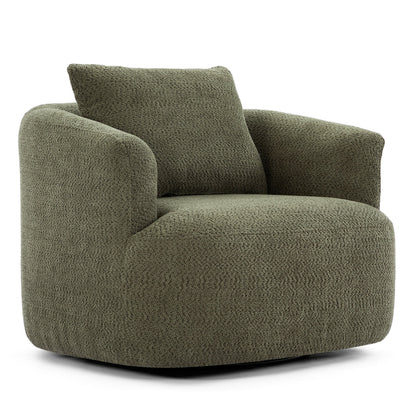 Fauteuil pivotant à 360°, fauteuil d'appoint en bouclette de 38,2 cm avec coussin décoratif, fauteuil-canapé rembourré de forme cylindrique avec accoudoirs incurvés