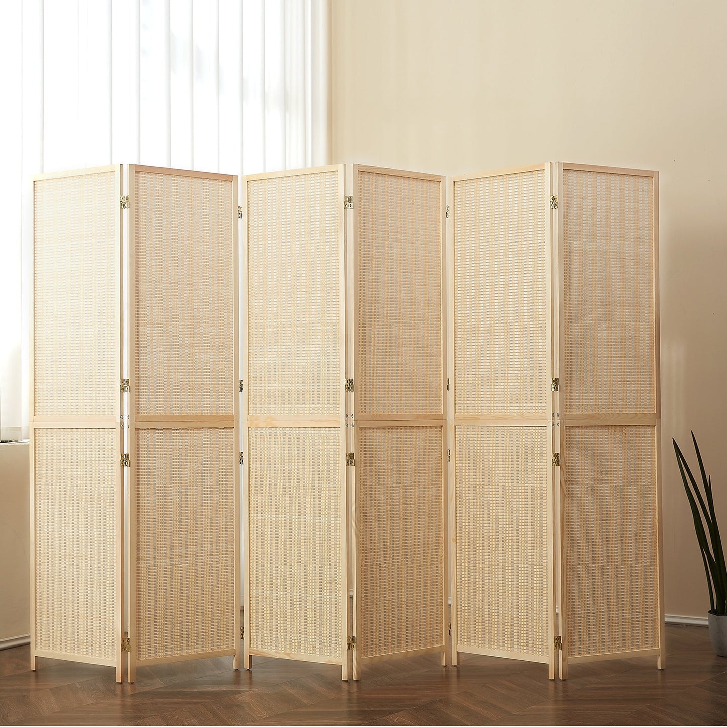 Paravent en bambou 4/6 panneaux, 1,83 m, amovible et pliable, pour séparer les pièces et préserver l'intimité.