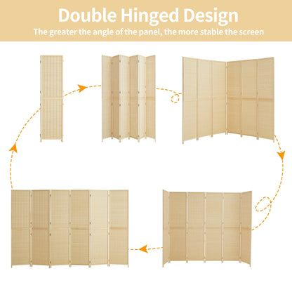 Paravent en bambou 4/6 panneaux, 1,83 m, amovible et pliable, pour séparer les pièces et préserver l'intimité.
