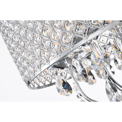 Lustre tambour rond à perles avec cristaux suspendus