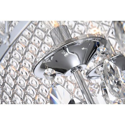 Lustre tambour rond à perles avec cristaux suspendus