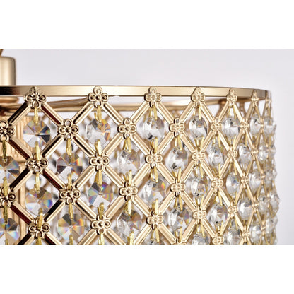 Lustre tambour rond à perles avec cristaux suspendus