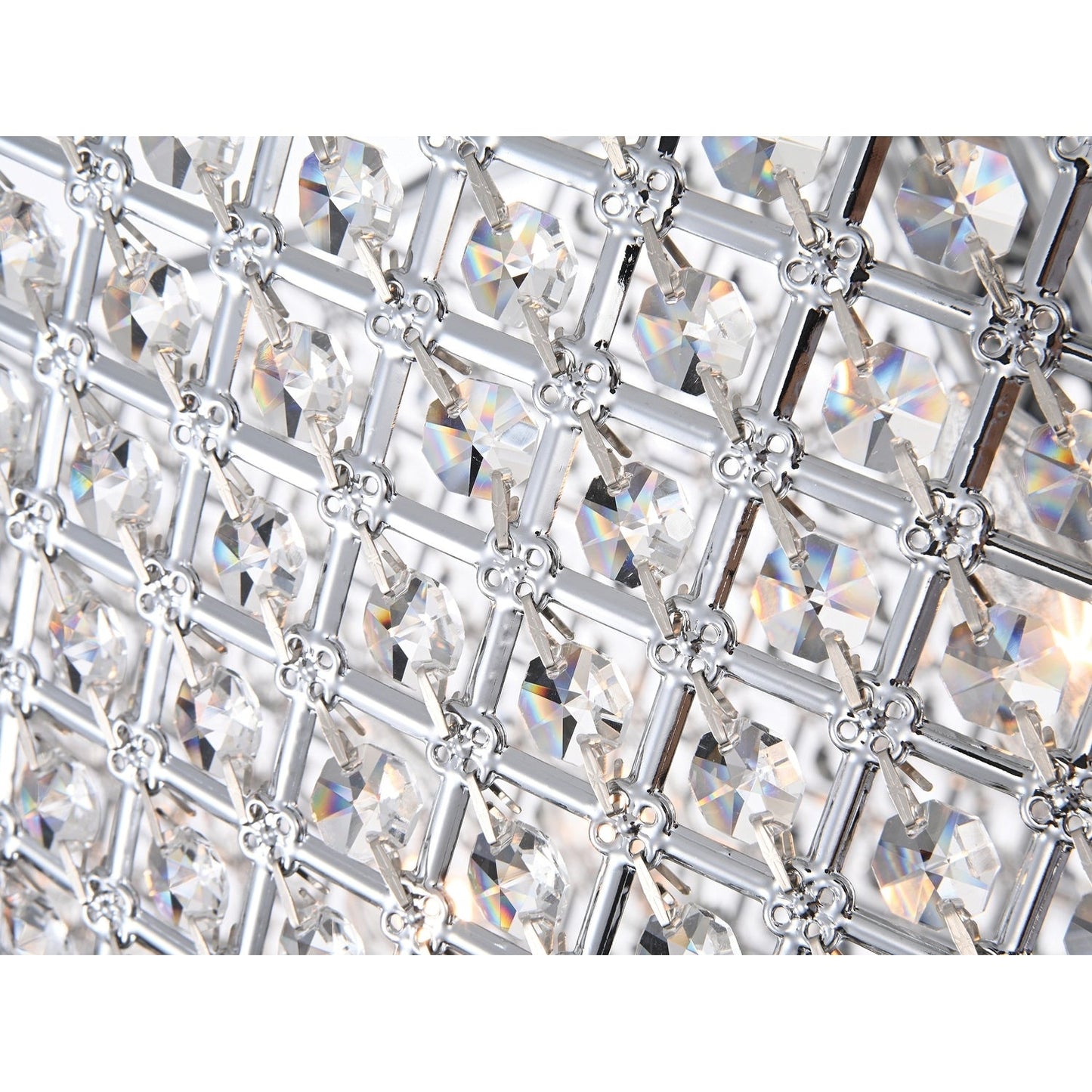 Lustre tambour rond à perles avec cristaux suspendus