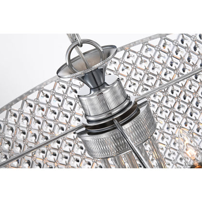 Lustre tambour rond à perles avec cristaux suspendus