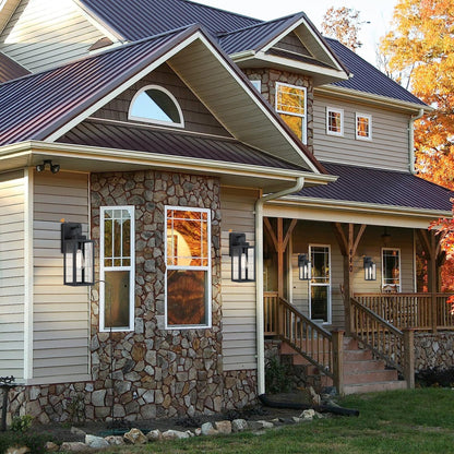 Lot de 4 appliques murales extérieures à 1 lumière, finition noir mat et abat-jour en verre transparent