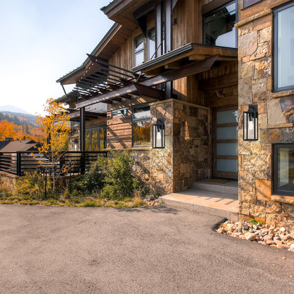 Lot de 4 appliques murales extérieures à 1 lumière, finition noir mat et abat-jour en verre transparent