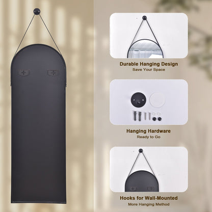 Miroir mural suspendu pleine longueur 48 x 16 avec sangle en cuir