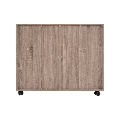 Commode de rangement en bois à 5 tiroirs avec roulettes - Meuble de rangement pour loisirs créatifs et maquillage pour dressing et chambre