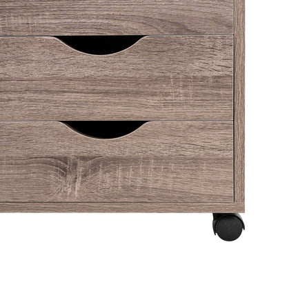 Commode de rangement en bois à 5 tiroirs avec roulettes - Meuble de rangement pour loisirs créatifs et maquillage pour dressing et chambre