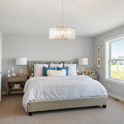 Lustre tambour rond moderne à 5 lumières, lustre semi-encastré classique, suspension pour îlot de cuisine et salle à manger