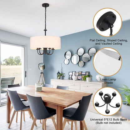 Plafonnier semi-encastré moderne à 5 lampes pour salle à manger, chambre à coucher, salon - N/A