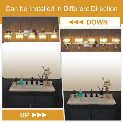 Luminaires modernes à 5 lumières en cristal pour salle de bain