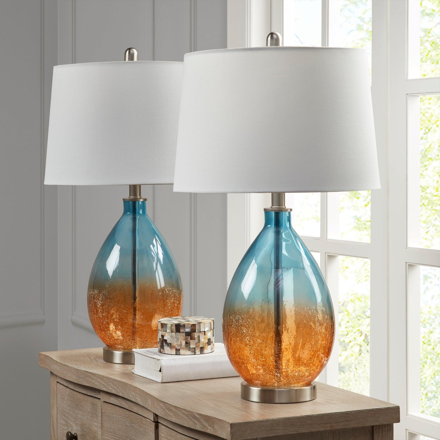 Lampe de table en verre Cortina Ombre de 510 Design, lot de 2