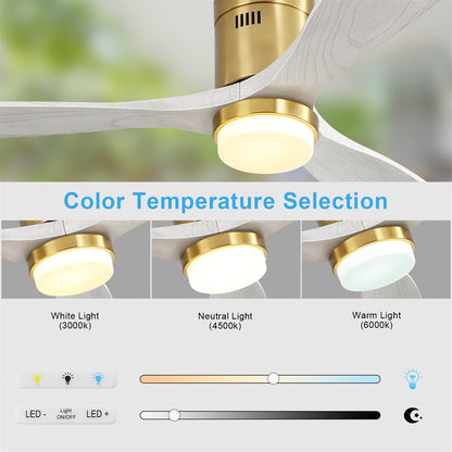 Ventilateur de plafond encastré Sofucor de 132 cm (52 ​​pouces) avec télécommande, moteur réversible et éclairage intégré en option.