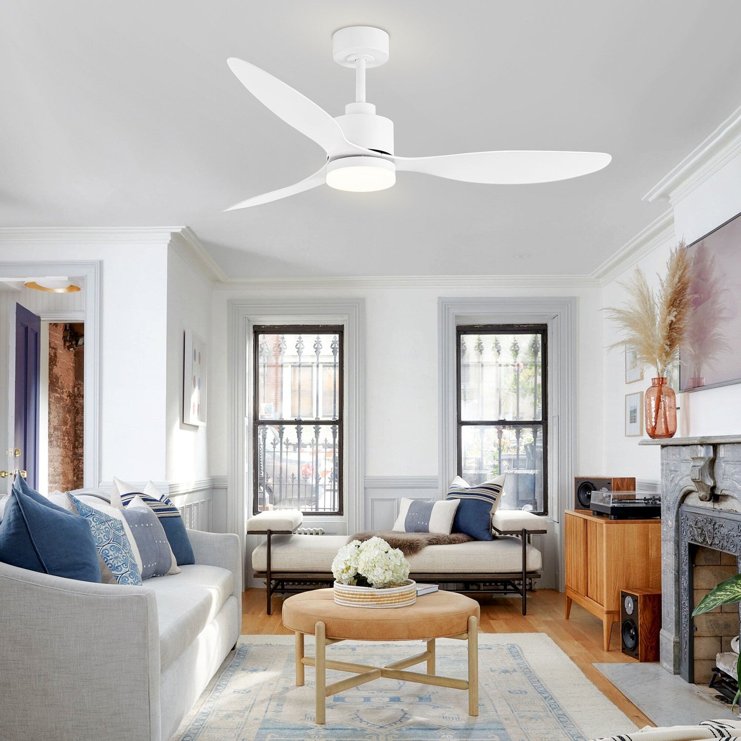 Ventilateur de plafond à DEL de 52 pouces avec télécommande (3 pales)