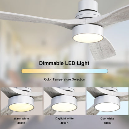 Ventilateur de plafond d'intérieur Sofucor 52 en bois avec éclairage intégré et télécommande (en option).