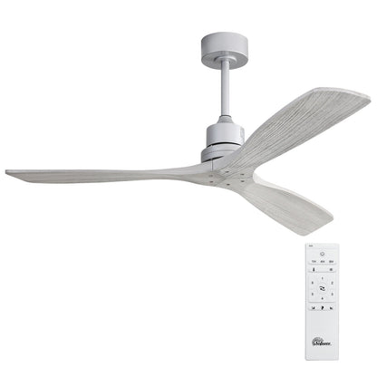 Ventilateur de plafond moderne en bois massif/ABS de 52 pouces avec télécommande (sans lumière), 6 vitesses de vent, flux d'air réversible