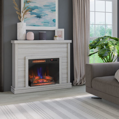 52 Manteau mural à clin avec insert de cheminée 3D