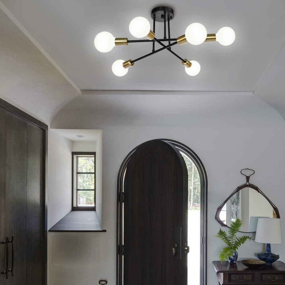 Plafonnier semi-encastré Sputnik moderne en métal léger de 60 cm (23,62 po)