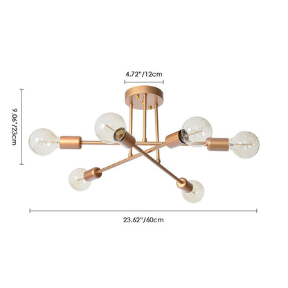 Plafonnier semi-encastré Sputnik moderne en métal léger de 60 cm (23,62 po)