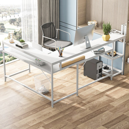 Bureau en L avec étagère pour écran, bureau d'angle réversible pour ordinateur, idéal pour le bureau ou la maison (69 cm).