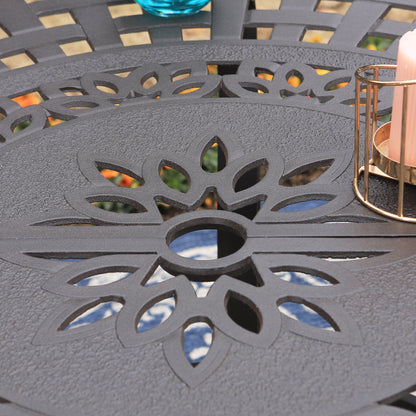 Ensemble de salle à manger/terrasse MAISON ARTS en aluminium moulé avec table ronde et 6 chaises de terrasse en aluminium moulé