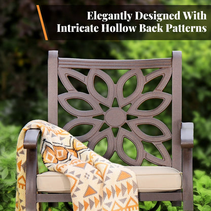 Ensemble de salle à manger/terrasse MAISON ARTS en aluminium moulé avec table ronde et 6 chaises de terrasse en aluminium moulé