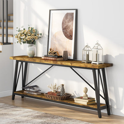 Table console d'entrée de style industriel extra-longue de 70,9 pouces